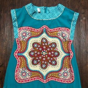 Little girls silky turquoise dress